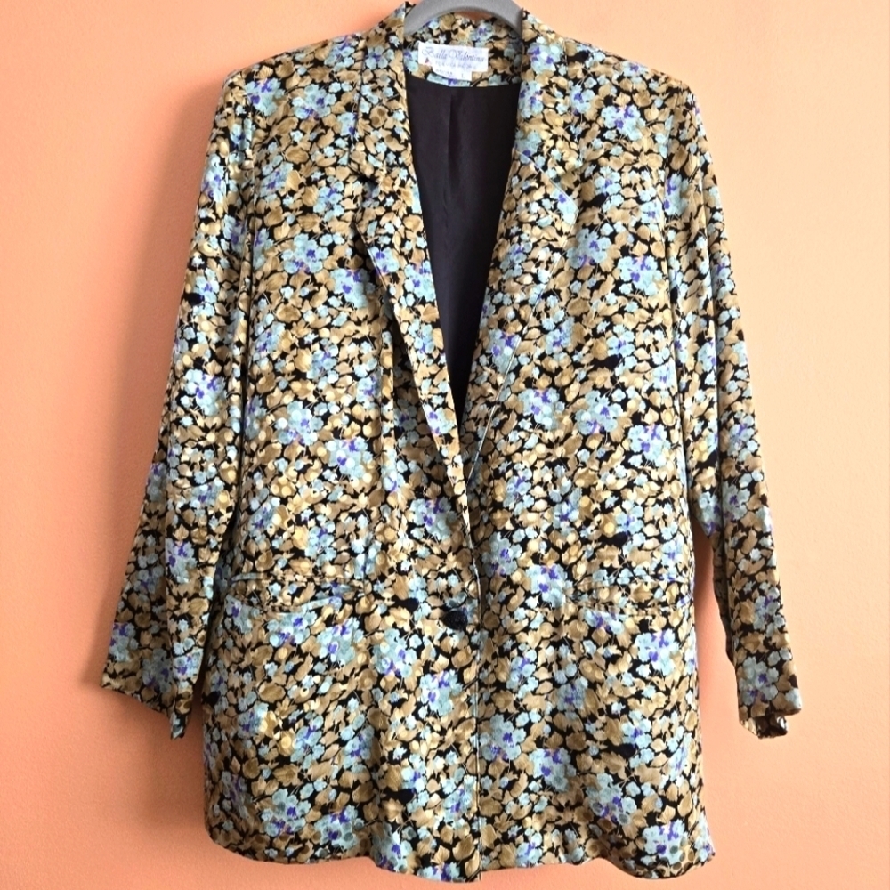 Vintage Bella Valentina Silk Floral Blazer – Size Large